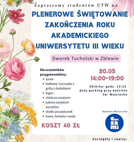 Zapisy na plenerowe zakończenie roku akademickiego UTW